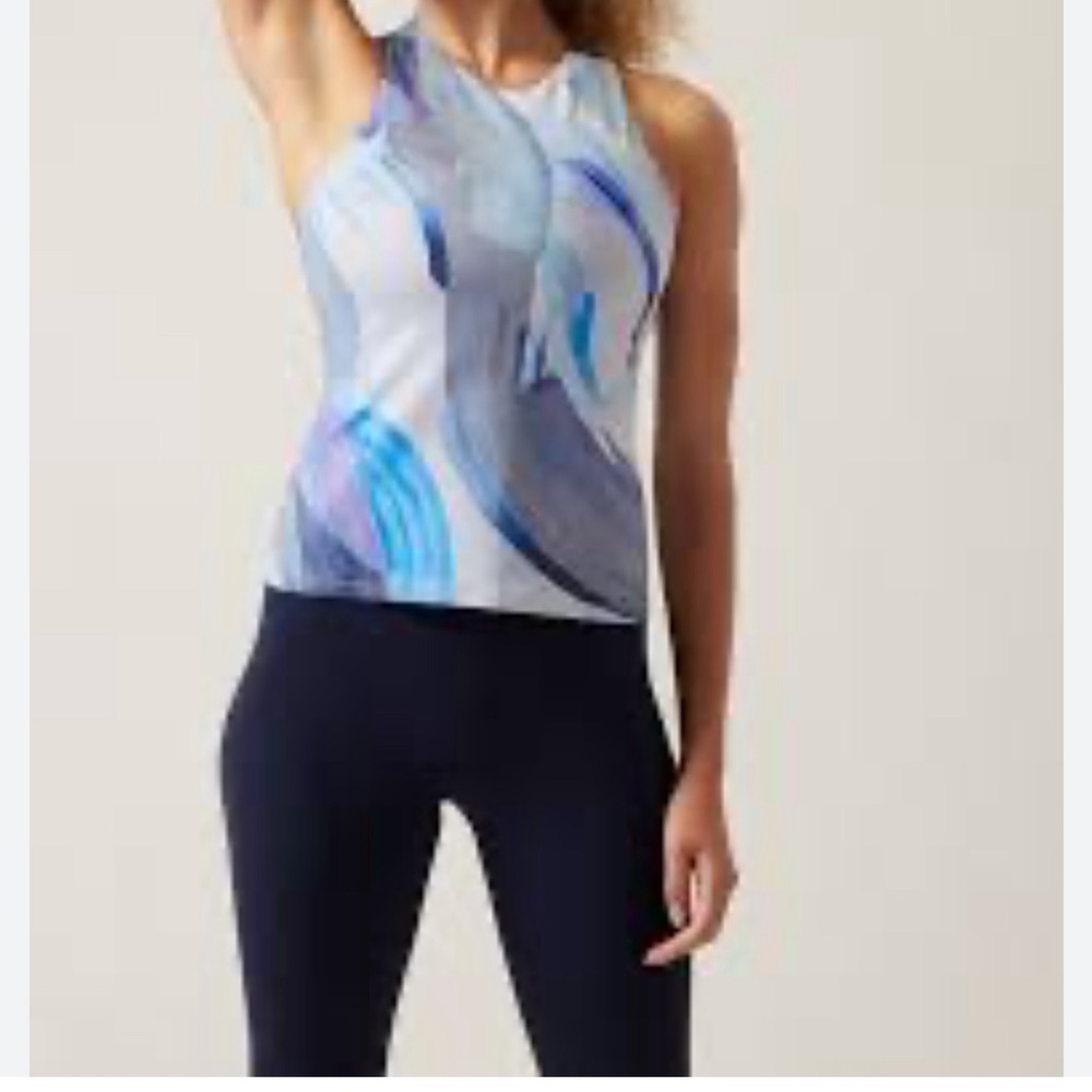 Athleta Conscious Printed Support Top in Vibrance Snowfall Blue Size Large‎